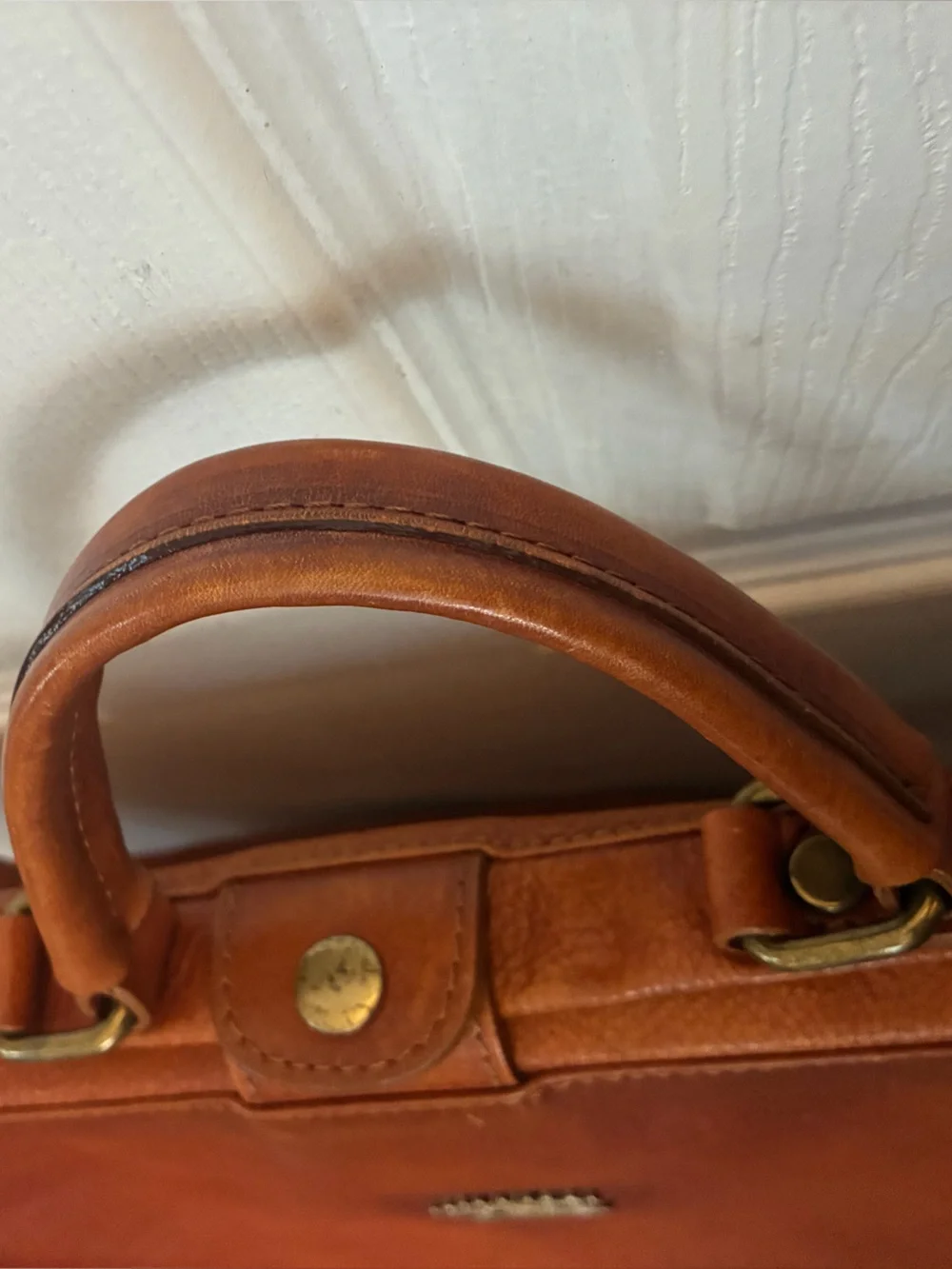 Pratesi Firenze Monteriggioni Cognac Leather Doctor Satchel Bag Italy B174